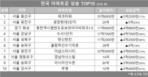 [아파트값 상승 톱10] 서울 용산구 ‘파크타워’ 등