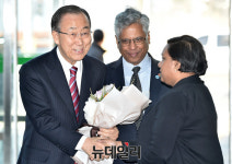 [포토] 인천 송도 유엔에스캅 찾은 반기문 전 유엔사무총장