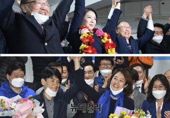 [포토] '배현진-고민정' 아나운서 출신 여야 후보 국회입성