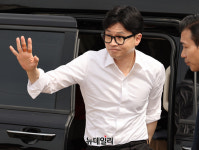 [포토] 천안 청당신도시 도착한 한동훈