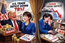 트럼프 “美 무역적자 78%↓”... 日, 대미 투자에 무역적자 1兆 엔 넘어