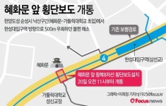 서울 혜화문 앞 왕복8차선 도로에 횡단보도 개통