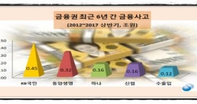 국민은행, 금융사고 손실 4천5백억 압도적 1위