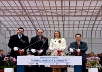 HJ중공업, 5500TEU급 컨테이너선 2척 동시명명식