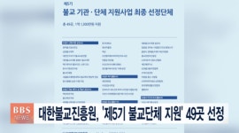 대한불교진흥원, 제5기 불교단체 지원 49곳 선정