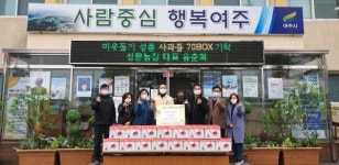 성문농장 대표 유춘희, 사과즙 70박스 기탁