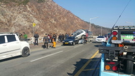  경주 보문교 삼거리 4중 추돌 교통사고 발생 