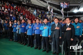 [더민주 경기도당 전진대회] 이재명, “나라다운 나라위해 경기도에서 압승해야”(종합)