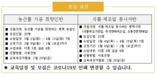 평택시농업기술센터, 농산물 가공 활용자 양성 교육생 모집