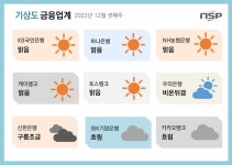 [금융업계기상도]우리은행 ‘비온뒤갬’·카카오뱅크 ‘흐림’