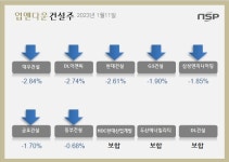 [업앤다운]건설주 하락…대우건설 DL이앤씨↓