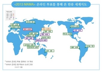 2013 MAMA 온라인투표로 본 세계 한류지도 ‘반응 폭발’
