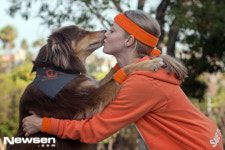 ‘개 바보’ 아만다 사이프리드, 반려견과 다정한 입맞춤[파파라치컷]