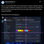 MS, 윈도우 11 마우스 커서 크로스 헤어 기능 테스트 재개