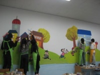 용인시, 외고학생이 포곡도서관 휴게실 벽화 작업