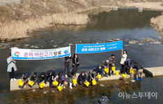 경남도, 은어·연어 어린고기 방류로 자원회복 나서