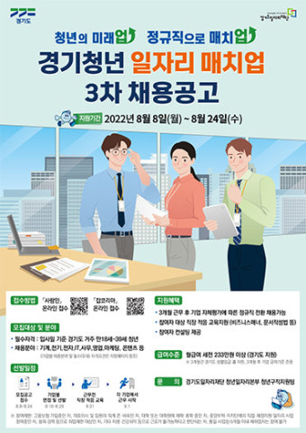 경기도, '2022 경기청년 일자리 매치업 취업지원사업' 3차 참여자 모집