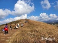제주 새별오름 찾은 관광객들
