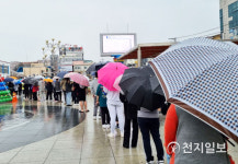 [천지포토] 코로나19 검사 줄 기다리는 김천시민들