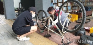 창원레포츠파크 김해지점 자전거 무상수리