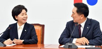 [포토] 대화 나누는 김기현 대표와 양향자 공동대표