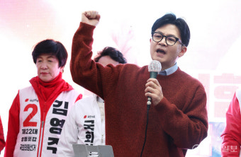 [포토] 한동훈 위원장, 김영주·박용찬 후보 지원유세