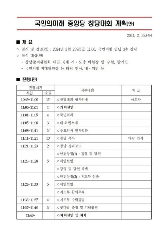 국힘 위성정당 '국민의미래' 내일(23일) 창당...국민의힘-국민의미래 '한동훈 원톱' 체제