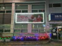 성북구 정릉2동 통장협의회, 주민센터 앞 화단 희망 전구 점등과 벽면 메시지 현수막 게첨