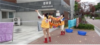고양삼송 LH 신원마을 4단지 아파트 사랑의 이불빨래 봉사 실시