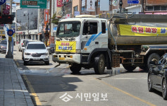 강진군 폭염 대응 읍시가지 살수차 본격 운행