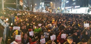 대전 첫눈 속 박근혜 대통령 퇴진 촉구