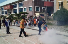 여수소방서, 돌산읍 백초초등학교 합동소방훈련 실시
