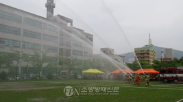 부산동래소방서, 소방차량 중계송수(방수) 훈련