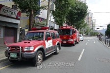 대구수성소방서, 유관기관 합동 ‘소방차 길 터주기’ 훈련
