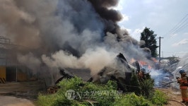 고양 원당동 메추리농장 화재… 비닐하우스 2동 전소