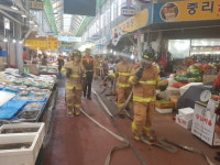 대전동부소방서, 중리시장 소방통로 확보 훈련