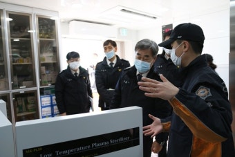 허석곤 경남소방본부장, 신종 코로나 확산 대비 김해서부소방서 방문