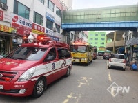 공단소방서-남동구청, 남동공단 산업용품상가 일대서 소방차 길 터주기 합동 훈련