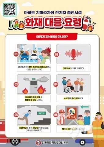 양양소방서, 공동주택 지하주차장 전기차 충전시설 화재 대응요령 홍보