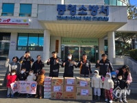 통영소방서, 이삭어린이집 원생들에 선물 받아