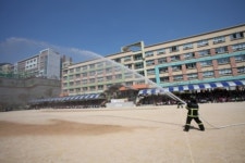 부산 기장소방서, 신정초등학교 119소년단 발대식-소방훈련