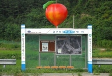 경북 군위군, 버스승강장에 지역 특산물 모형 설치