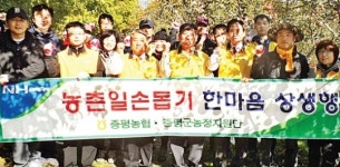 증평농협·증평군지부…사과 수확돕기 팔걷어