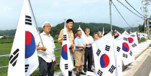 [화제]광복 70주년…경기 연천 왕징면 ‘태극기 물결’ 장관