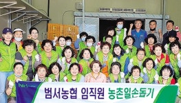 울산 울주 범서농협·농협여성대학, 감자작목반 찾아 선별작업 도와