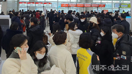 체류객 수천명 몰린 제주공항에 대한항공 창구만 텅텅 왜?