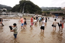 청송 강수욕장 맨손 송어 잡이 체험