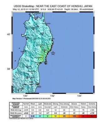 일본 지진, 오늘 오전 규모 6.8 강진…