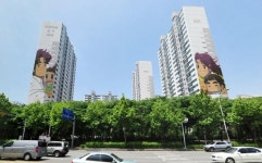 부천시 송내대로변 아파트 외벽에 만화벽화 조성