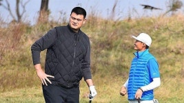 [아주경제 포토골프] 전 NBA 스타 야오밍과 중국 남자골프의 샛별 리하오통의 만남